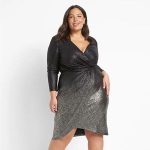 Sparkly Foil Surplice Dress